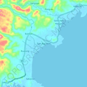 Mapa topográfico San Agustin, altitud, relieve