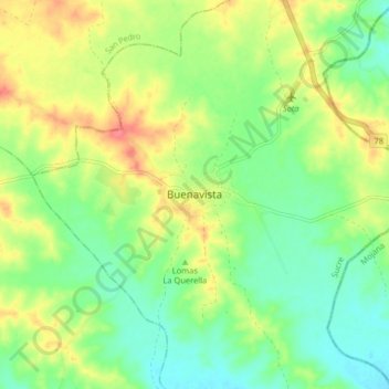 Mapa topográfico Buenavista, altitud, relieve