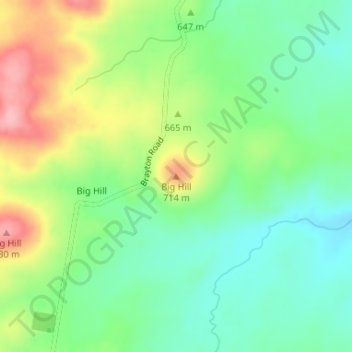 Mapa topográfico Big Hill, altitud, relieve