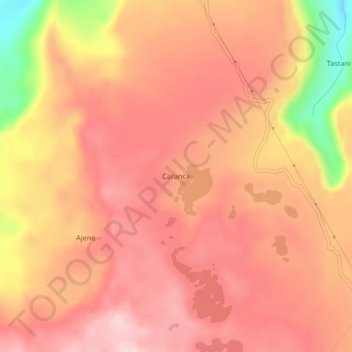 Mapa topográfico Caranca, altitud, relieve
