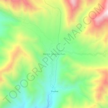 Mapa topográfico Hemis Shukpachan, altitud, relieve
