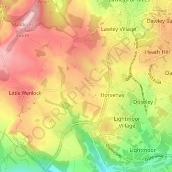 Mapa topográfico Coalmoor, altitud, relieve