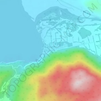 Mapa topográfico Choshuenco, altitud, relieve