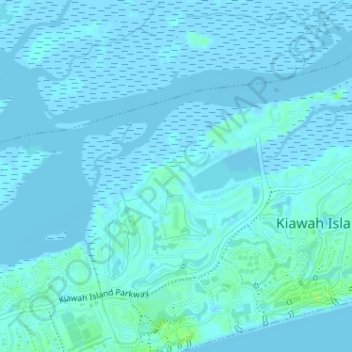 Mapa topográfico Kiawah Island Bass Pond D-3047 Dam, altitud, relieve