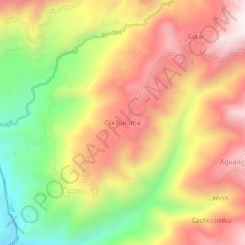 Mapa topográfico Cochaloma, altitud, relieve