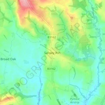Mapa topográfico Salway Ash, altitud, relieve