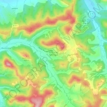 Mapa topográfico Senesse-de-Senabugue, altitud, relieve