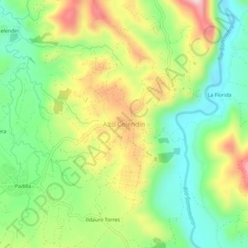 Mapa topográfico Alto Celendín, altitud, relieve