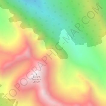 Mapa topográfico Mount Cummins, altitud, relieve