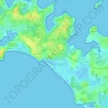 Mapa topográfico Tumiac, altitud, relieve