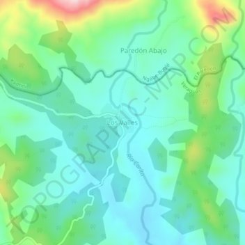 Mapa topográfico Los Valles, altitud, relieve