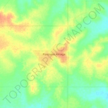 Mapa topográfico Ponciano Arriaga, altitud, relieve