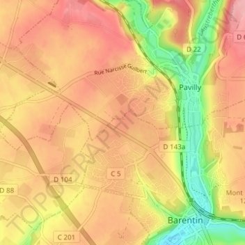 Mapa topográfico Le Matre, altitud, relieve