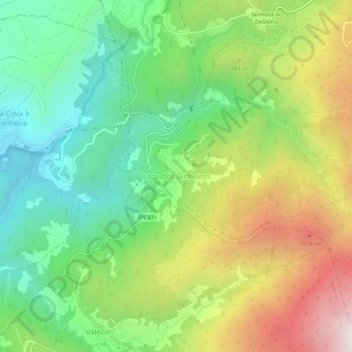 Mapa topográfico Lapa dos Dinheiros, altitud, relieve