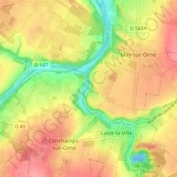 Mapa topográfico Le Val de May, altitud, relieve