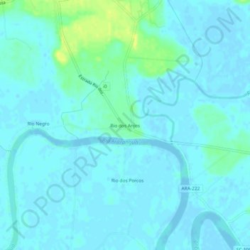 Mapa topográfico Rio dos Anjos, altitud, relieve