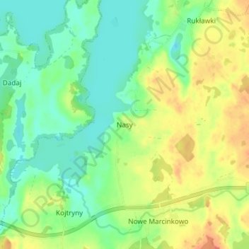 Mapa topográfico Nasy, altitud, relieve