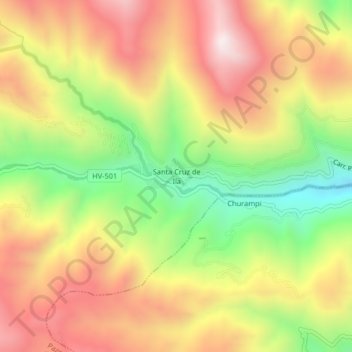 Mapa topográfico Santa Cruz de Ila, altitud, relieve