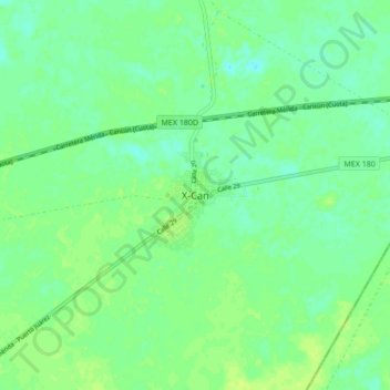 Mapa topográfico X-Can, altitud, relieve