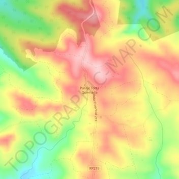 Mapa topográfico Paraje Torta Quemada, altitud, relieve