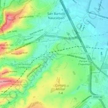 Mapa topográfico San Esteban, altitud, relieve