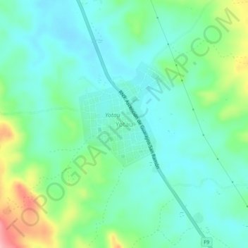 Mapa topográfico Yotau, altitud, relieve