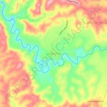 Mapa topográfico Lamalama, altitud, relieve