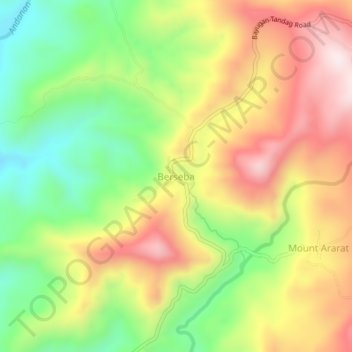Mapa topográfico Berseba, altitud, relieve