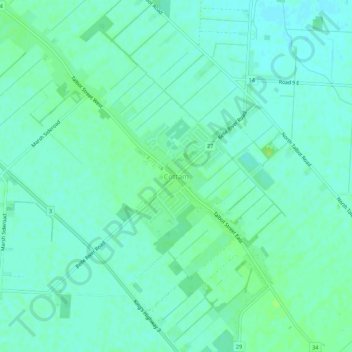 Mapa topográfico Cottam, altitud, relieve