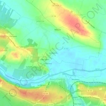 Mapa topográfico La Touche, altitud, relieve