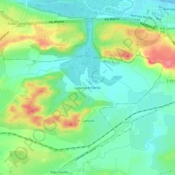 Mapa topográfico Laguna Amarilla, altitud, relieve