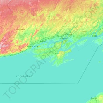 Mapa topográfico Prince Edward, altitud, relieve