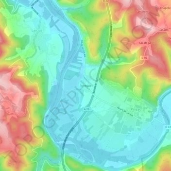 Mapa topográfico Terregaie, altitud, relieve