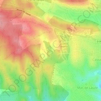 Mapa topográfico Source du Puits de Cabanis, altitud, relieve