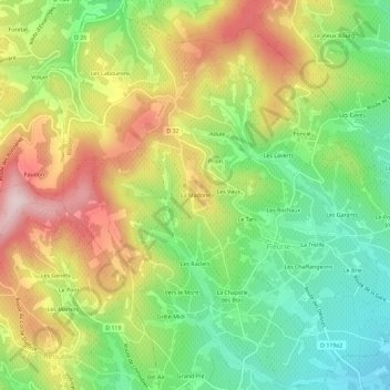 Mapa topográfico La Madone, altitud, relieve