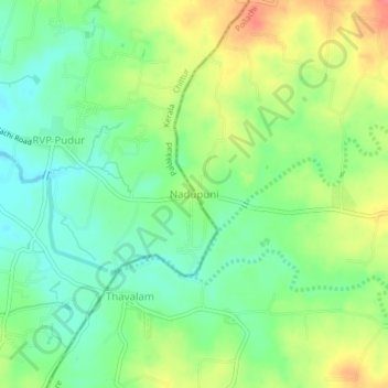 Mapa topográfico Nadupuni, altitud, relieve