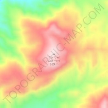 Mapa topográfico Cerro el Guerrero, altitud, relieve