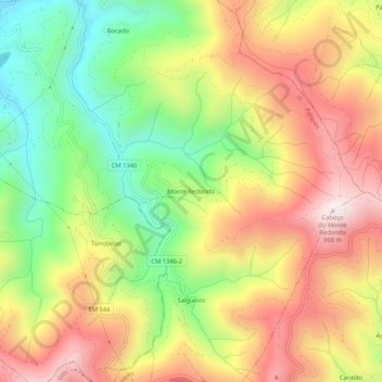 Mapa topográfico Monte Redondo, altitud, relieve