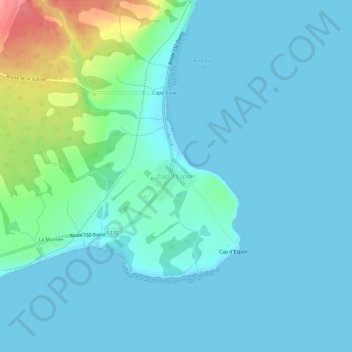 Mapa topográfico Cap d'Espoir, altitud, relieve