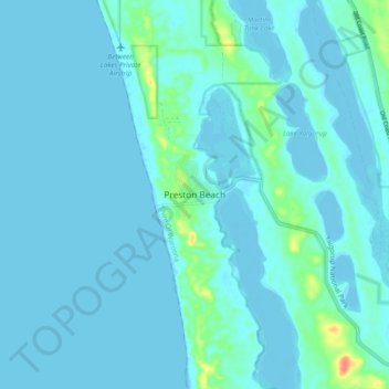Mapa topográfico Preston Beach, altitud, relieve