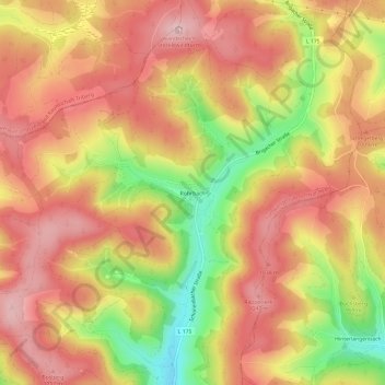 Mapa topográfico Rohrbach, altitud, relieve