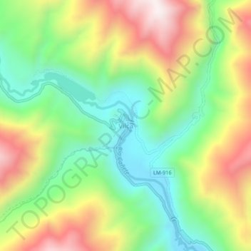 Mapa topográfico Vilca, altitud, relieve