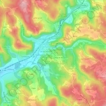 Mapa topográfico Pradinal, altitud, relieve