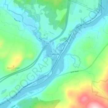 Mapa topográfico Pompanoosuc, altitud, relieve