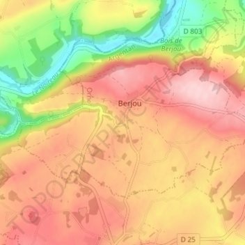 Mapa topográfico Les Cours, altitud, relieve