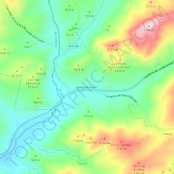 Mapa topográfico Venta de Andar, altitud, relieve