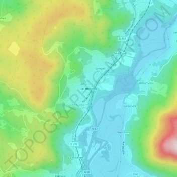 Mapa topográfico Les Herbures, altitud, relieve