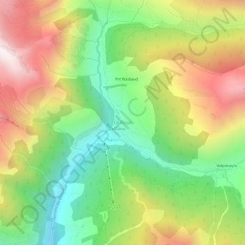 Mapa topográfico Le Roux, altitud, relieve