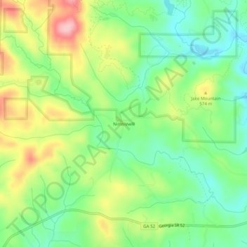 Mapa topográfico Nimblewill, altitud, relieve