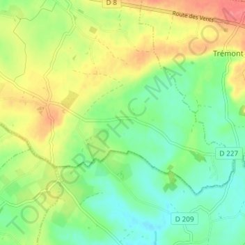 Mapa topográfico Les Osiers, altitud, relieve